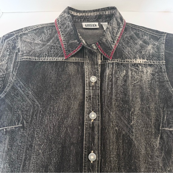 Chico’s Women's Faded Black Embroidered Designed Jean Denim Jacket Size 1 Medium - Picture 9 of 16